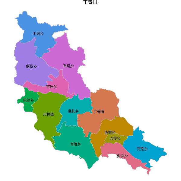 丁青县乡镇地图JSON数据火星坐标系(gcj02).json