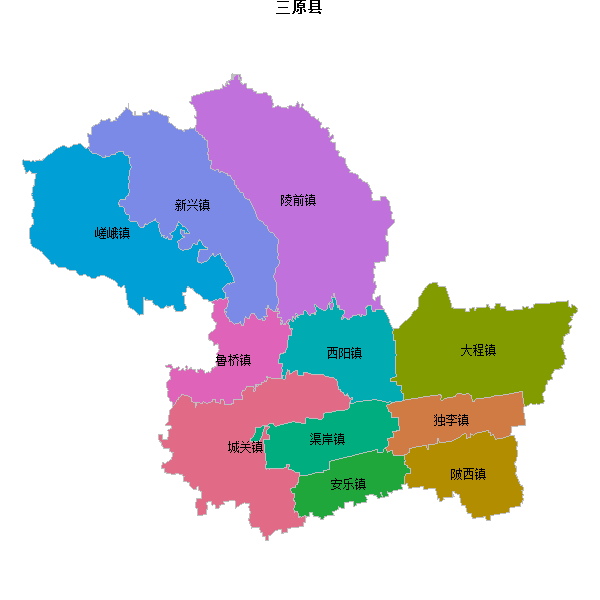 三原县乡镇地图JSON数据火星坐标系(gcj02).json