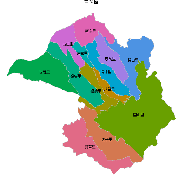 三芝區乡镇地图JSON数据火星坐标系(gcj02).json