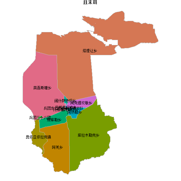 且末县乡镇地图JSON数据火星坐标系(gcj02).json