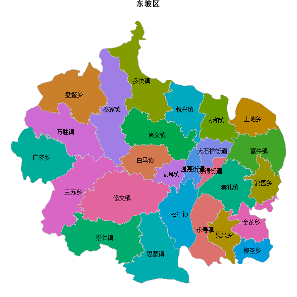 东坡区乡镇地图JSON数据火星坐标系(gcj02).json