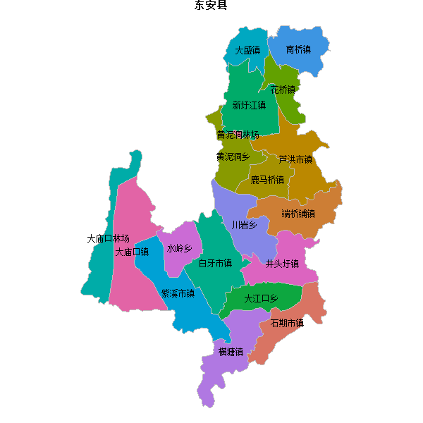 东安县乡镇地图JSON数据火星坐标系(gcj02).json