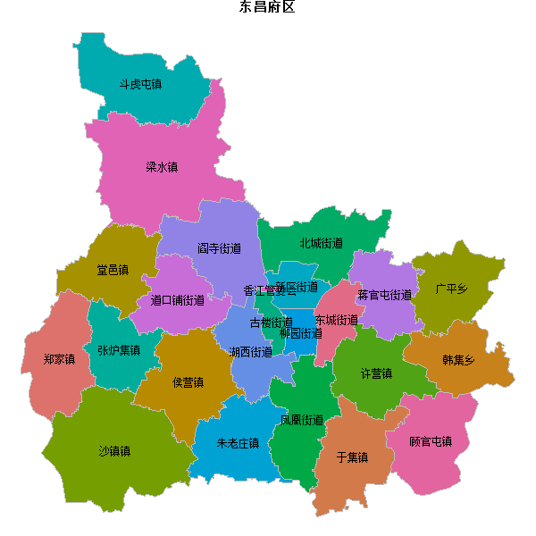 东昌府区乡镇地图JSON数据火星坐标系(gcj02).json