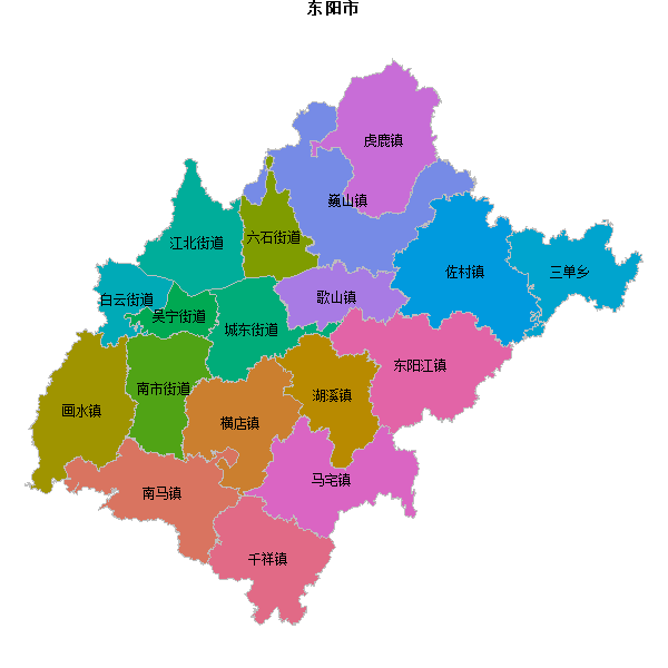 东阳市乡镇地图JSON数据火星坐标系(gcj02).json