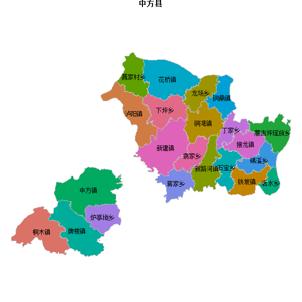 中方县乡镇地图JSON数据百度坐标系(bd09).json