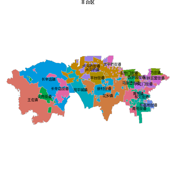 丰台区乡镇地图JSON数据火星坐标系(gcj02).json
