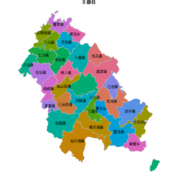 丰都县乡镇地图JSON数据火星坐标系(gcj02).json