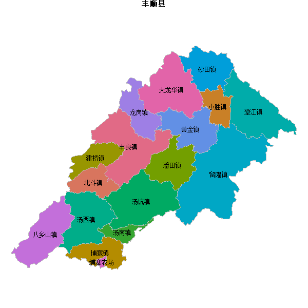 丰顺县乡镇地图JSON数据百度坐标系(bd09).json