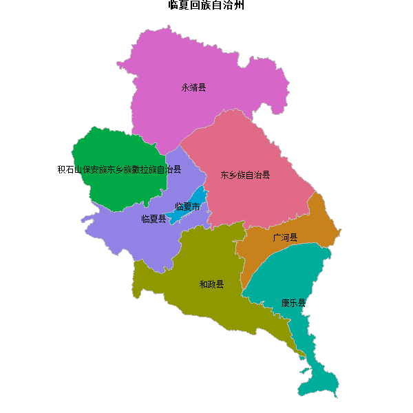 临夏回族自治州地图JSON数据火星坐标系(gcj02).json