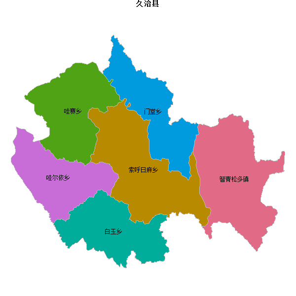 久治县乡镇地图JSON数据火星坐标系(gcj02).json
