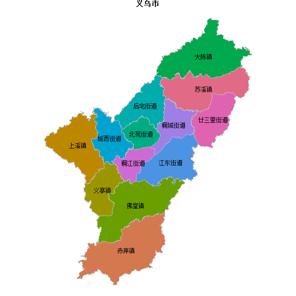 义乌市乡镇地图JSON数据火星坐标系(gcj02).json