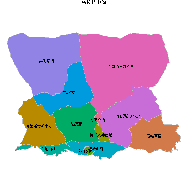 乌拉特中旗乡镇地图JSON数据火星坐标系(gcj02).json