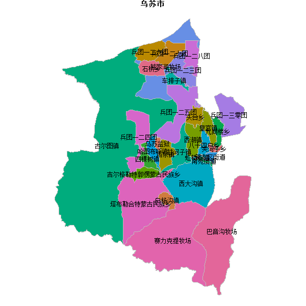 乌苏市乡镇地图JSON数据百度坐标系(bd09).json