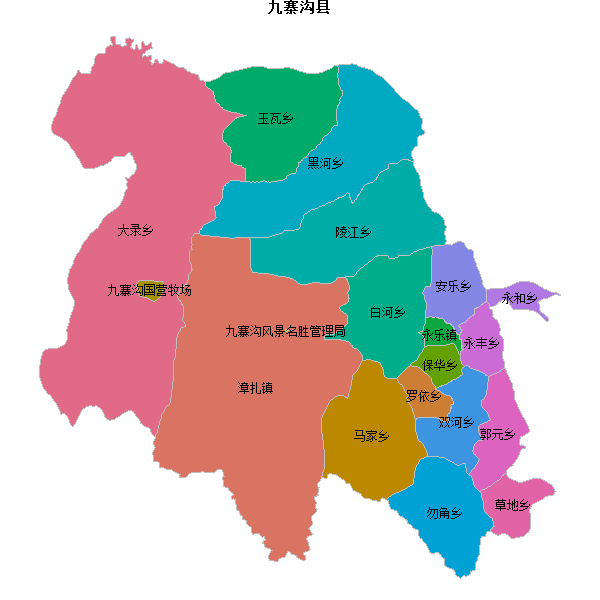 九寨沟县乡镇地图JSON数据火星坐标系(gcj02).json
