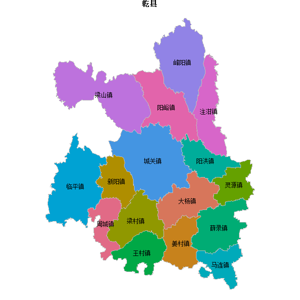乾县乡镇地图JSON数据火星坐标系(gcj02).json