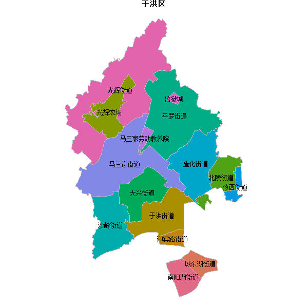 于洪区乡镇地图shp数据百度坐标系(bd09).shp