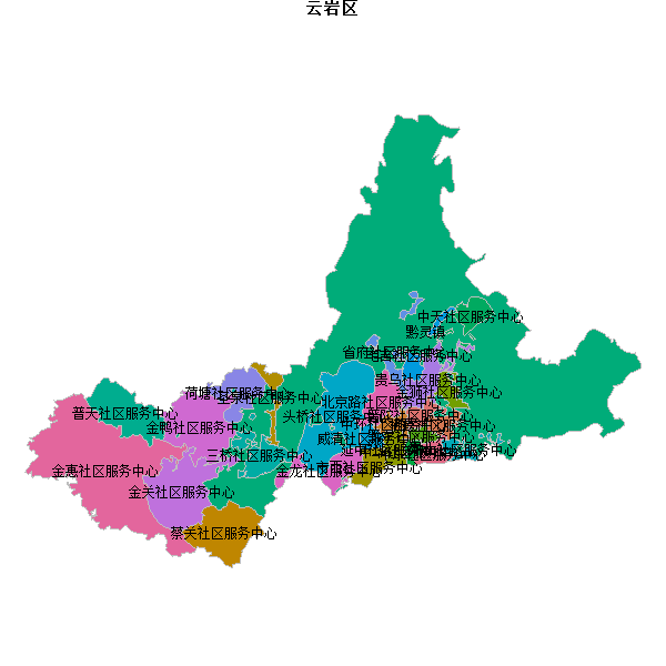 云岩区乡镇地图JSON数据火星坐标系(gcj02).json