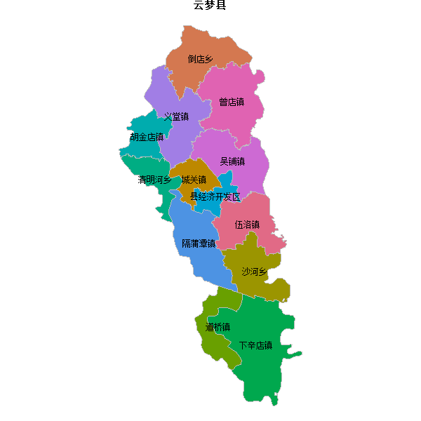云梦县乡镇地图JSON数据火星坐标系(gcj02).json