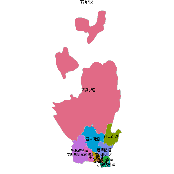 五华区乡镇地图JSON数据火星坐标系(gcj02).json