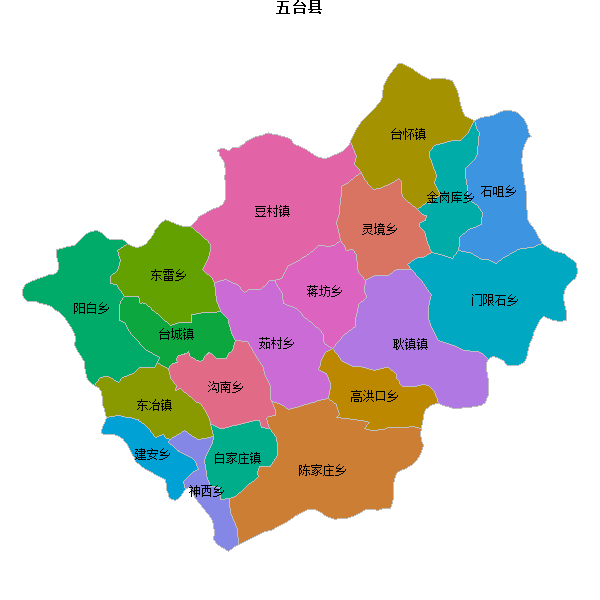 五台县乡镇地图JSON数据火星坐标系(gcj02).json