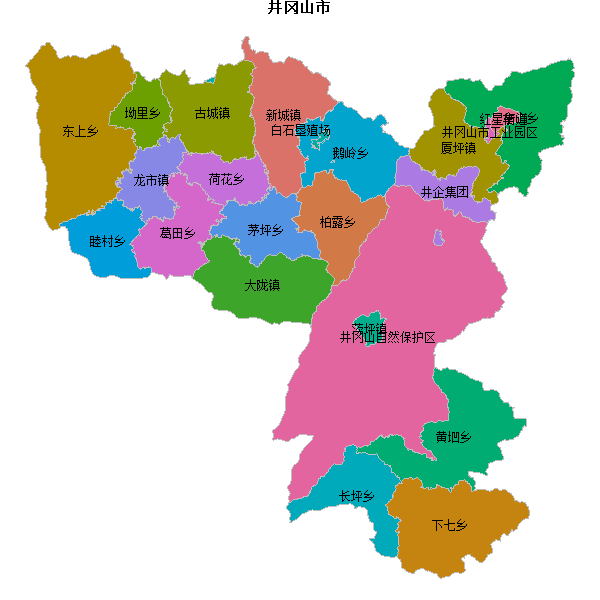 井冈山市乡镇地图JSON数据火星坐标系(gcj02).json