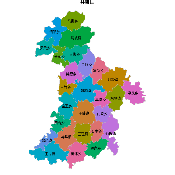 井研县乡镇地图JSON数据火星坐标系(gcj02).json