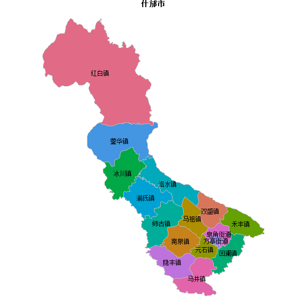 什邡市乡镇地图JSON数据火星坐标系(gcj02).json