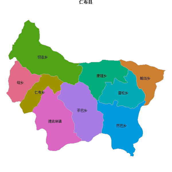 仁布县乡镇地图shp数据百度坐标系(bd09).shp