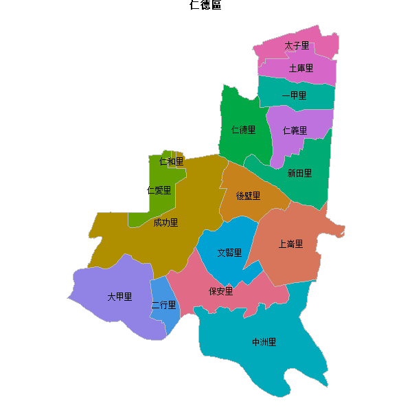 仁德區乡镇地图JSON数据火星坐标系(gcj02).json