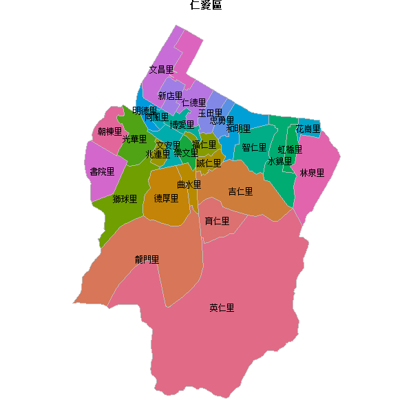 仁愛區乡镇地图JSON数据火星坐标系(gcj02).json
