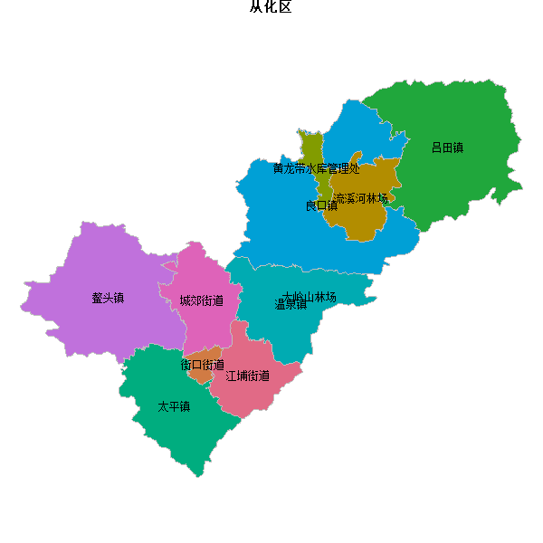 从化区乡镇地图JSON数据火星坐标系(gcj02).json