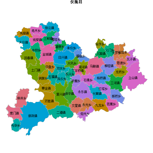 仪陇县乡镇地图shp数据百度坐标系(bd09).shp