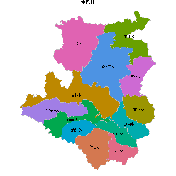 仲巴县乡镇地图JSON数据火星坐标系(gcj02).json