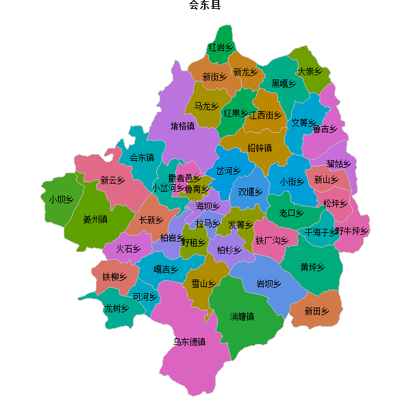 会东县乡镇地图JSON数据火星坐标系(gcj02).json