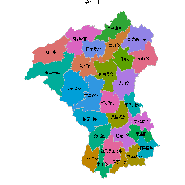 会宁县乡镇地图JSON数据火星坐标系(gcj02).json