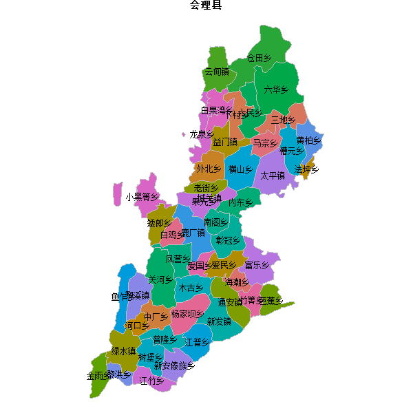 会理县乡镇地图JSON数据火星坐标系(gcj02).json