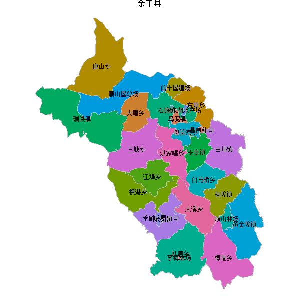 余干县乡镇地图shp数据百度坐标系(bd09).shp
