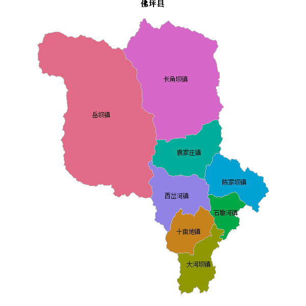 佛坪县乡镇地图JSON数据火星坐标系(gcj02).json