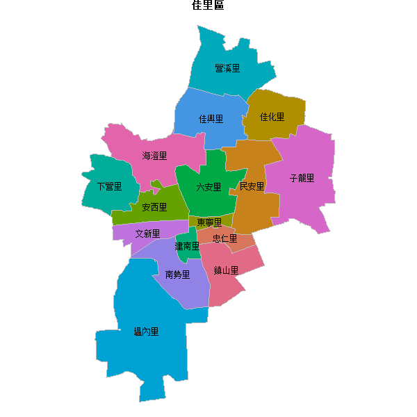 佳里區乡镇地图JSON数据火星坐标系(gcj02).json