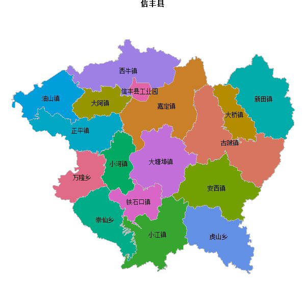信丰县乡镇地图JSON数据火星坐标系(gcj02).json