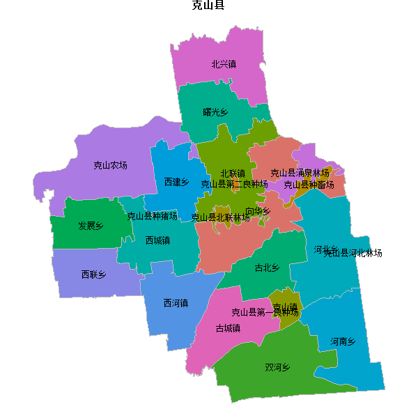 克山县乡镇地图JSON数据火星坐标系(gcj02).json