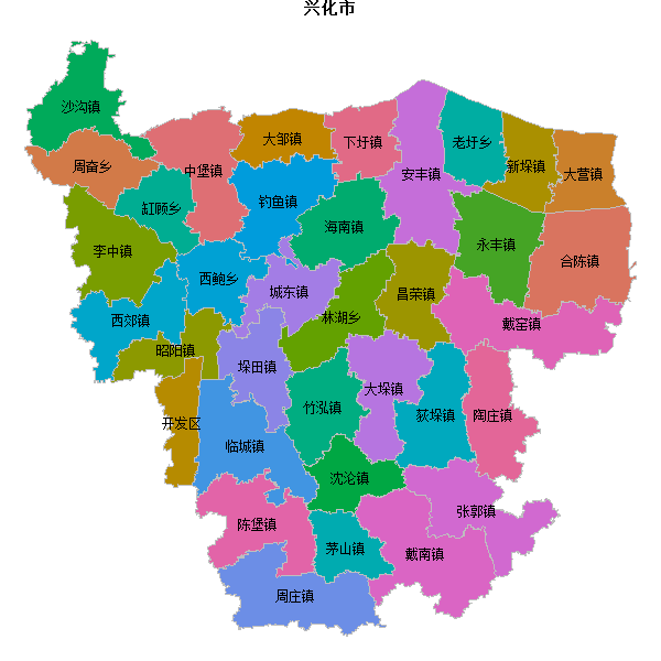 兴化市乡镇地图JSON数据火星坐标系(gcj02).json