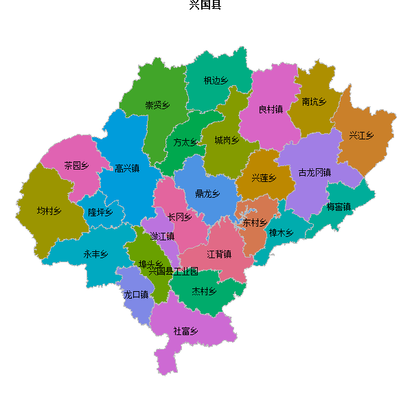 兴国县乡镇地图JSON数据火星坐标系(gcj02).json