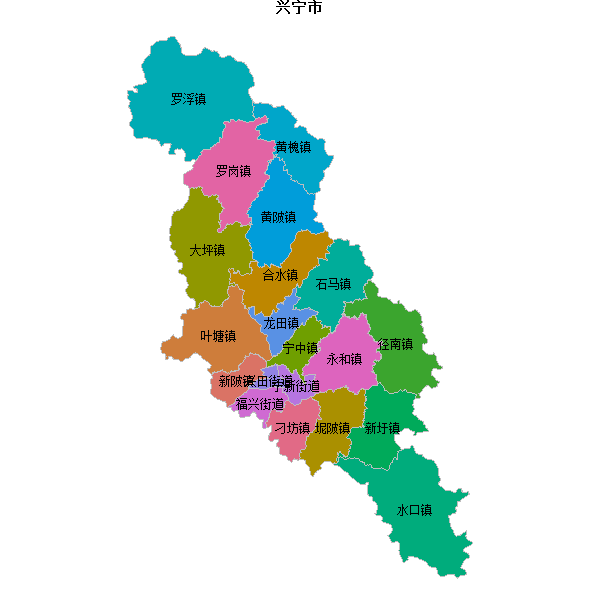 兴宁市乡镇地图JSON数据百度坐标系(bd09).json