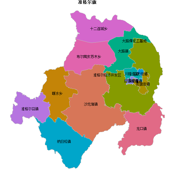 准格尔旗乡镇地图JSON数据火星坐标系(gcj02).json