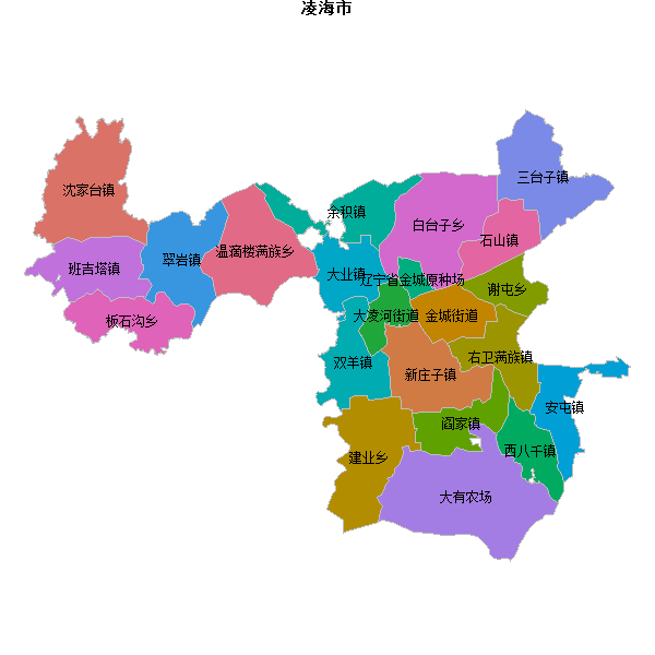 凌海市乡镇地图JSON数据火星坐标系(gcj02).json