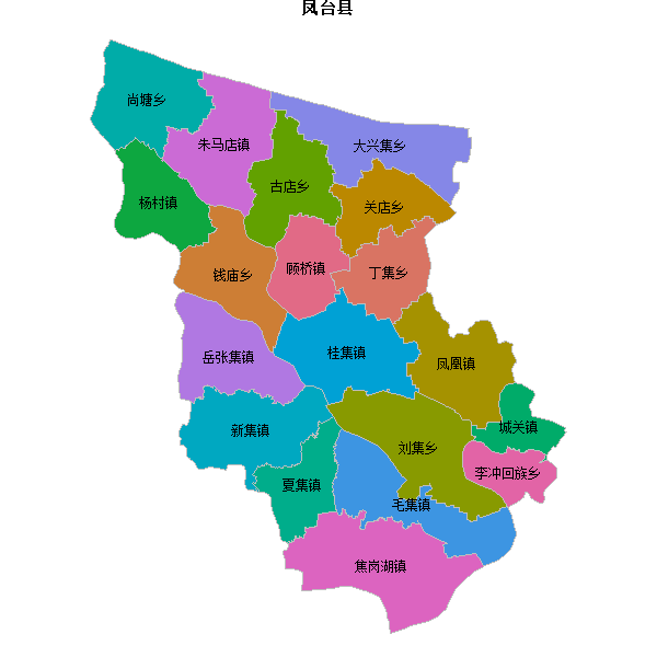 凤台县乡镇地图JSON数据火星坐标系(gcj02).json