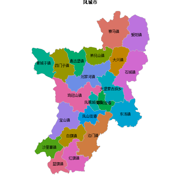 凤城市乡镇地图JSON数据火星坐标系(gcj02).json