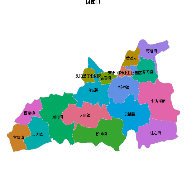 凤阳县乡镇地图JSON数据火星坐标系(gcj02).json