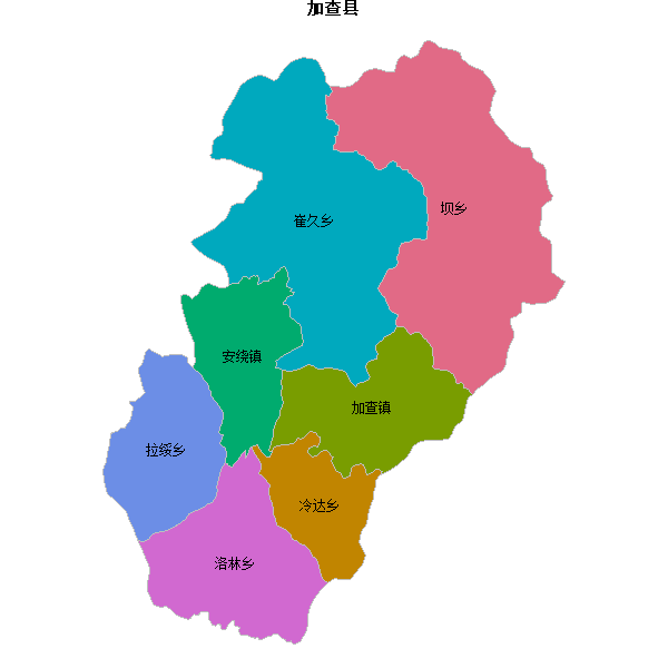 加查县乡镇地图JSON数据火星坐标系(gcj02).json